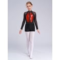 thumbnail image 6 of Aislor Kids Girls Shiny Rhinestones Gymnastic Long Sleeve Leotard with Shorts Skating Dancewear Red 16, 6 of 7