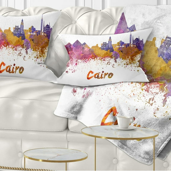 Designart Cairo Skyline - Cityscape Throw Pillow - 12x20