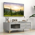 thumbnail image 3 of Costway Modern TV Stand for 55" TVs with Drop Down Door Cabinet 2 Storage Drawers Gray, 3 of 10