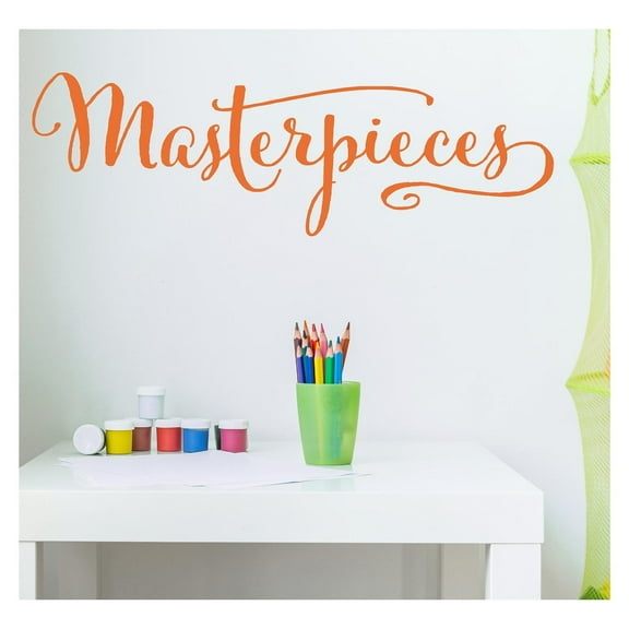 Masterpieces Vinyl Lettering Wall Decal Sticker Kids Art Word Fun Kids Room Decals Size: 12.5'H x 40'L - Color: Orange