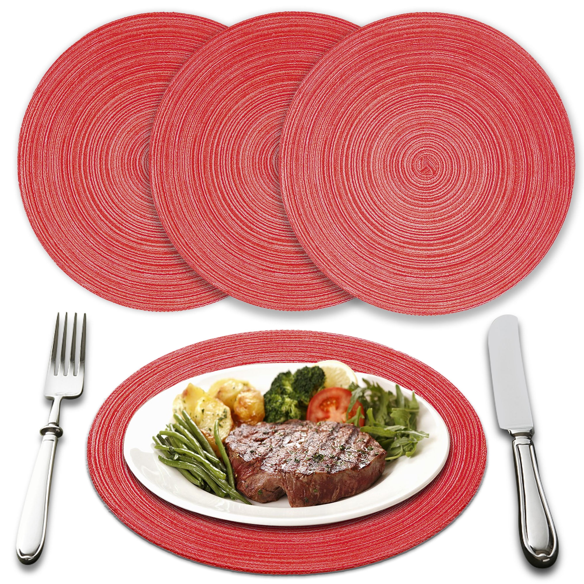 SUPTREE Kitchen Round Table Placemats Mats for Dining Table Set of 4