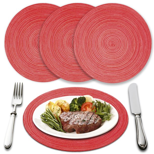 SUPTREE Kitchen Round Table Placemats Mats for Dining Table Set of 4