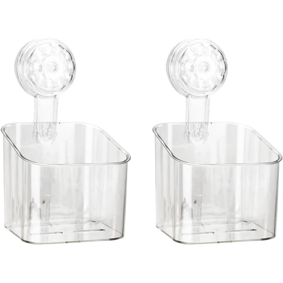 CEYAZYE 2 Pcs Shower Caddy, Clear Suction Cup Wall Caddy, No Drilling Acrylic Storage Rack, Multifunctional Shower Shelves for Bathroom Kitchen Hotel (Small)