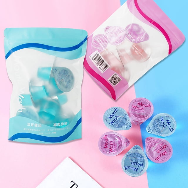 Fiudx Vaso Desechable de Gelatina para La Boca, Sabor Menta y Rosa, Portátil y Envuelto Individualmente, Ideal para Llevar, Unisex, Juego de 20 Unidades, 13 Ml Por Paquete.