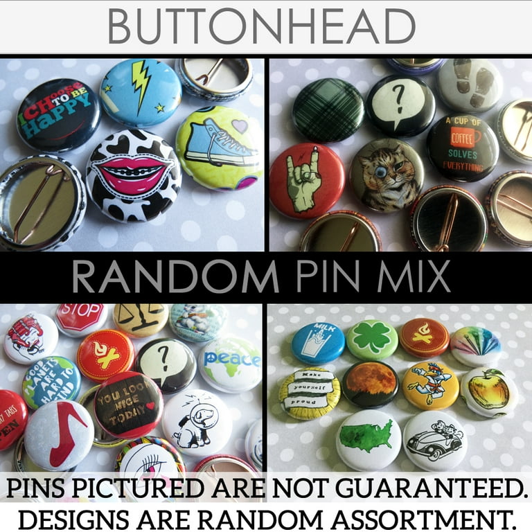 Random Buttons Pins for School Backpacks, Classroom Rewards, Fundraisers - 50 1 Round Mini Pinback, Size: Small