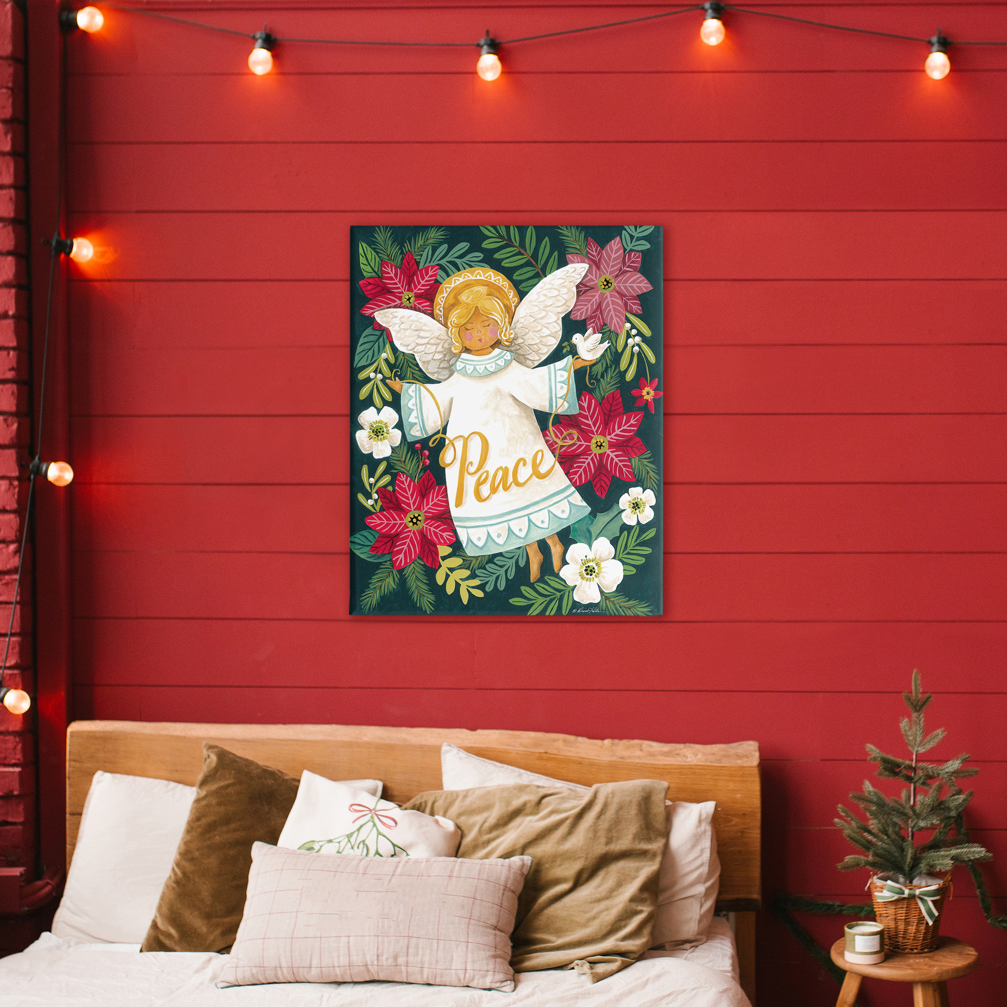 Angel with Peace & Botanicals Canvas Wall Art, design by Diane Kater