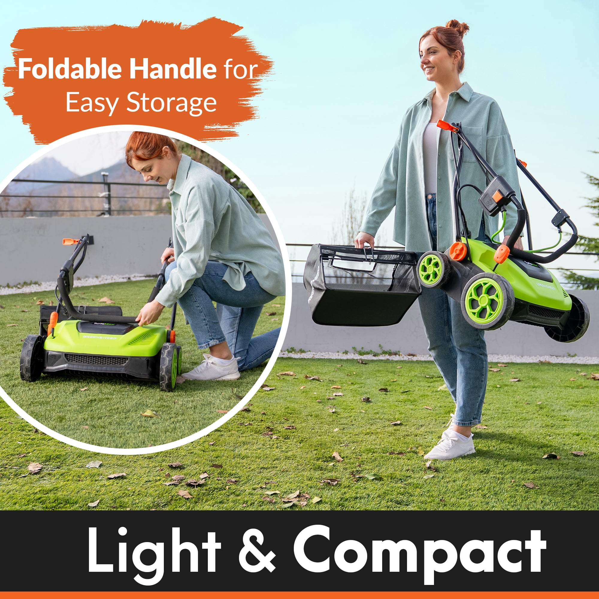GreenSweep TurfoMax Artificial Grass Sweeper – Electric Turf Cleaner with Collection Bag & Adjustable Height Settings