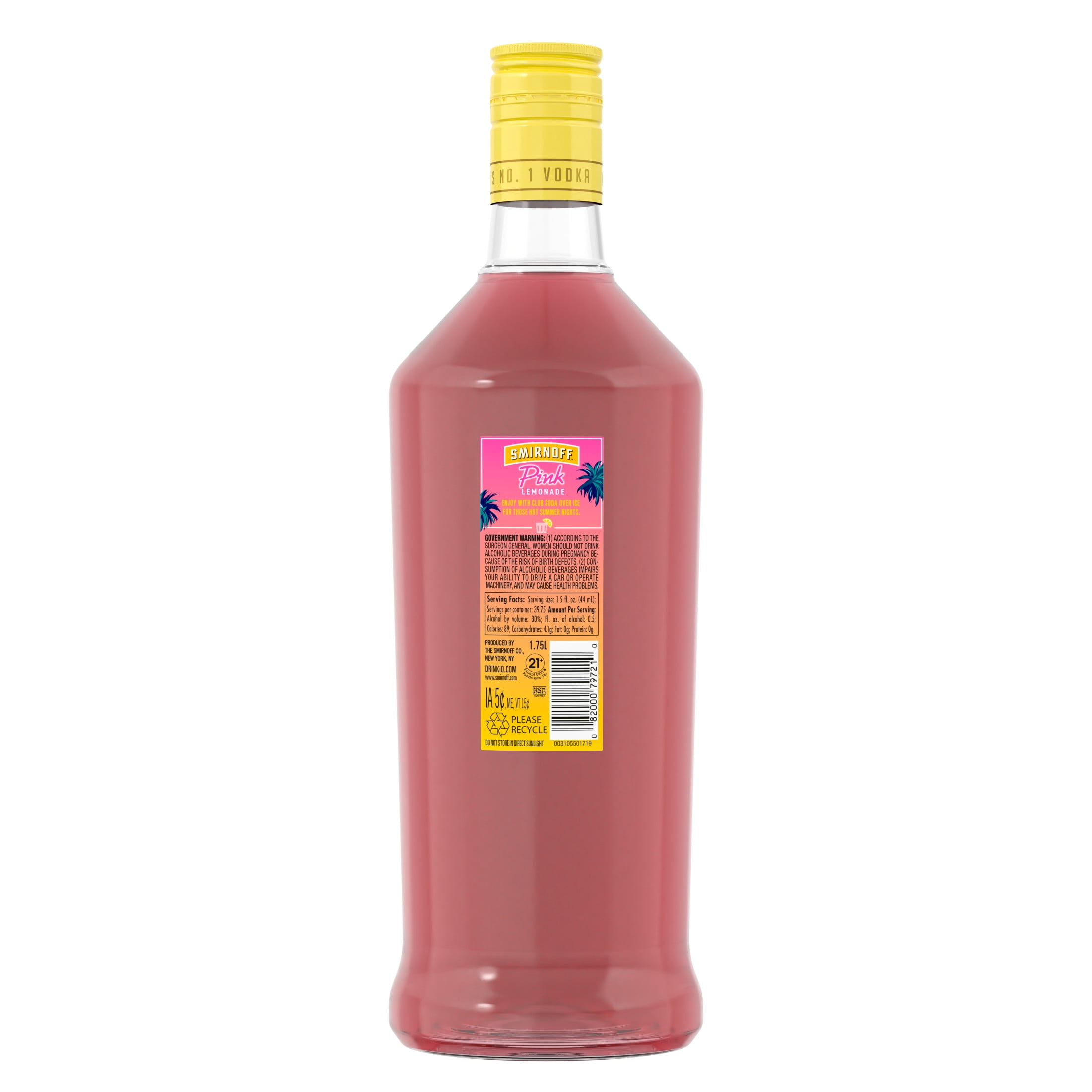 Smirnoff Pink Lemonade (Vodka Infused With Natural Flavors), 1.75