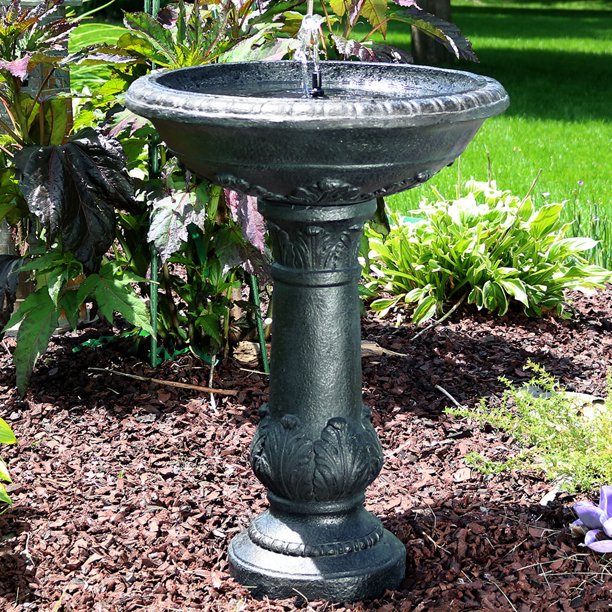 Sunnydaze Oasis Solar With Battery Backup Bird Bath Water Fountain 26 Inch Walmart Com Walmart Com