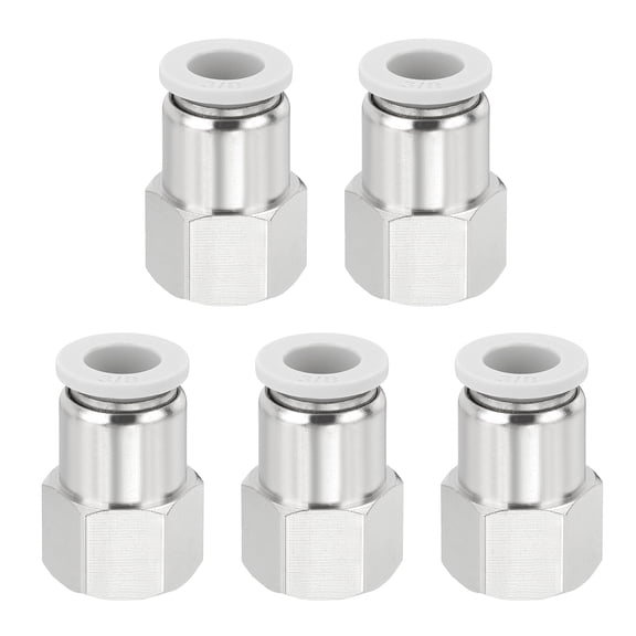 Uxcell 5 Pcs NPT Female 3/8 inch OD x 3/8" NPT Thread Push to Connect Fittings, White