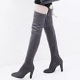 thumbnail image 6 of huanledash Autumn Winter Women Plus Size Round Toe Frosted Bow High Heel Over Knee Boots, 6 of 8