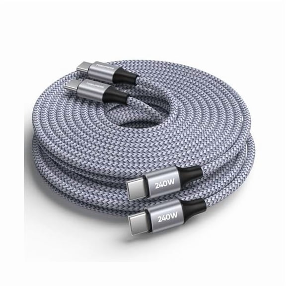WEEKS 240W USB C to USB C Cable, [10ft 2-Pack] Long Type C Charger Fast Charging Cord, Braided USBC Cable for Samsung Galaxy S25 S24 Ultra Z Fold 7, iPhone 16 16 Pro, MacBook Air Pro iPad