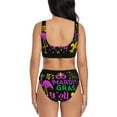 thumbnail image 3 of Daiia Mardi Gras with Flamingo Women's Bikini Set Two Piece Swimsuit High Waisted Bikini Adjustable Straps Bikini Perfect for Beach, Pool, and Summer Vacation-Small, 3 of 9