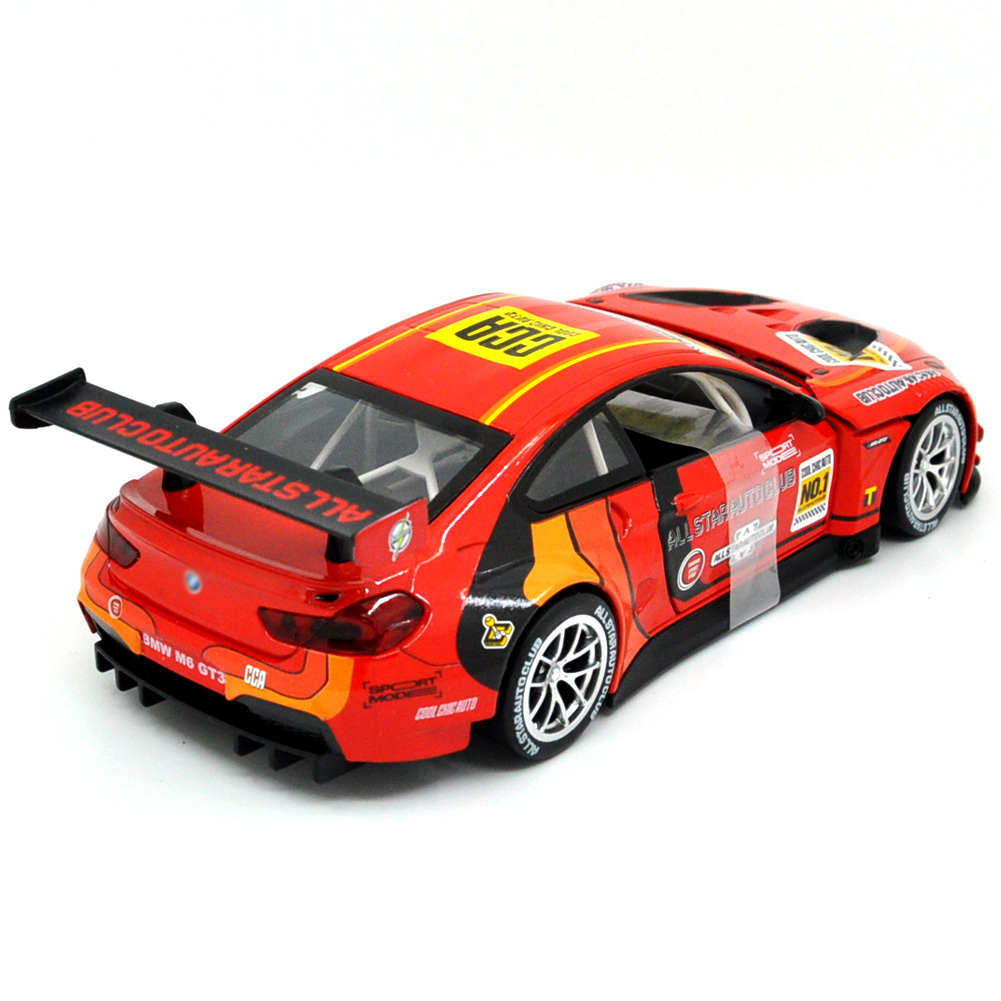 1: 24 Suitable for BMW M6 GT3 Alloy Car Die Casting Model Dynamic Sound and Light Toy Series Collection Gift Children's Birthday Gift