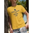 thumbnail image 2 of "Keep Calm And Shark On" Shark Fin Center Chest Graphic Men Gold T-Shirt, Male x-Large, 2 of 4