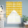 thumbnail image 6 of Yellow Plaid Kitchen Window Curtains, Swag Curtains Valance for Bedroom Living Room Bathroom, Watercolor Grid Checker Gingham Farmhouse Rod Pocket Window Curtain Block Drapes 2 Panels 28"x36", 6 of 9
