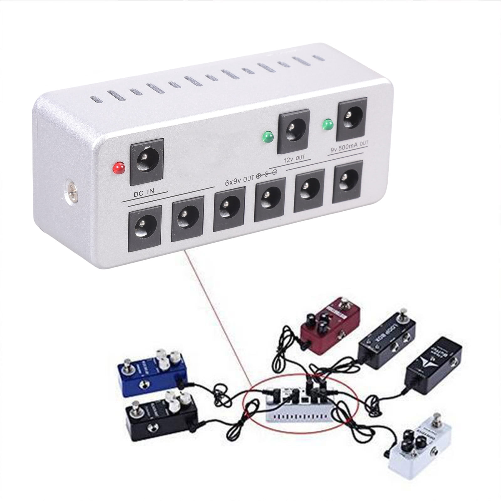 9V Guitar Effect Pedal Power Supply 6/8 Isolated Output Pedal Power Supply Short Circuit /Over Current Protections