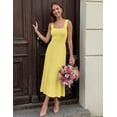thumbnail image 6 of Merokeety Womens Summer Dresses Pleated Square Neck Cocktail Work Midi Dress Yellow s, 6 of 7