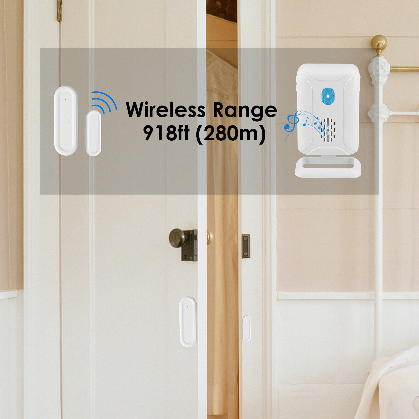 NineLeaf Motion Sensor Doorbell with Magnetic Chime, Wireless Infrared Home Security System, Door Chime Senosr, Battery Operated Door Chimes when Door Opens （1Receiver 1Sensor 1Motion Sensor）