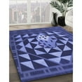thumbnail image 3 of Ahgly Company Machine Washable Indoor Round Transitional Light Slate Blue Area Rugs, 4' Round, 3 of 7