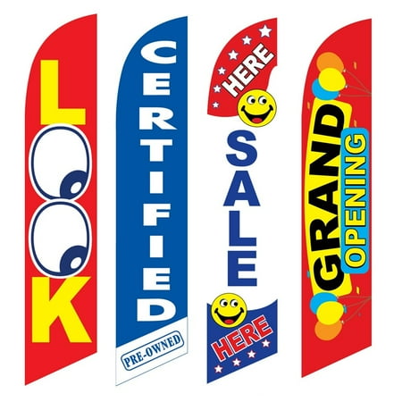 4 Advertising Swooper Flags Look Certified Pre Owned Sale Here Grand Opening