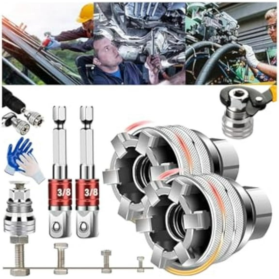 Multi-function Universal Socket Wrench Tool, Universal Maintenance Tool, 10mm-19mm Adjustable Universal Socket Wrench for 3/8" Drive Ratchet Torque Wrench&Power Drill (2set)