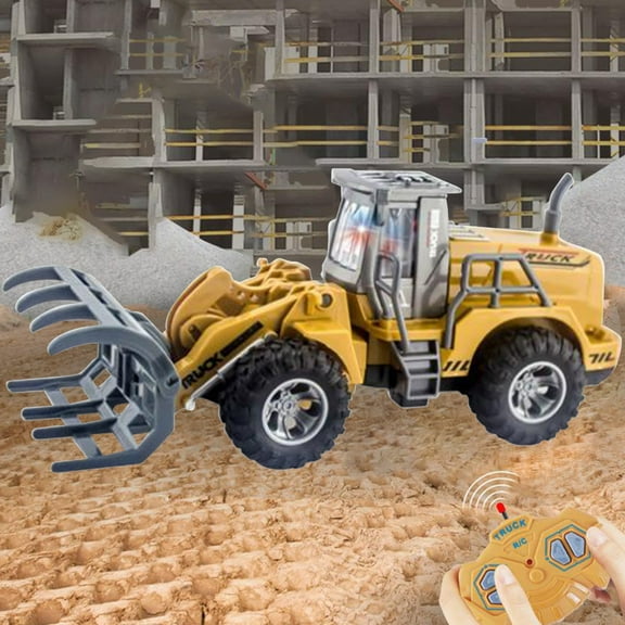 bxhwj Remote Control Excavator Toy for Kids, 4 Channel RC Construction Vehicle with 360° Rotation, Realistic Digging and Dumping Action, Gift for Boys Age 3 4 5 6