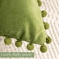 thumbnail image 3 of 2PCS Velvet Throw Pillow Covers, Cozy Soft Couch Pillow Covers with Pom-poms for Farmhouse Cushion Sofa Bedroom Home Decor, 18x18inch, 3 of 6