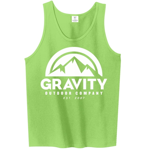 Top sin mangas al aire libre de la gravedad al aire libre de la gravedad - logo blanco - verde lima - m Gravity Outdoor Co. Camiseta sin mangas
