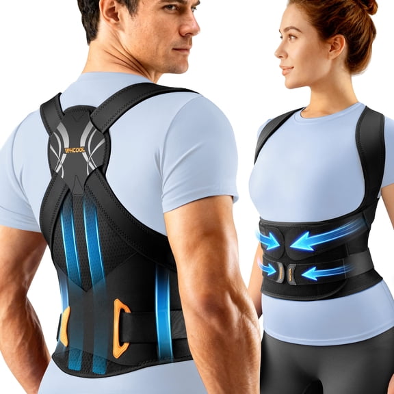 WHCOOL Posture Corrector for Women&Men, 6 Full Back Support Brace Rods,Improving Hunchback Posture, Upper and Lower Back, Neck Pain Relief