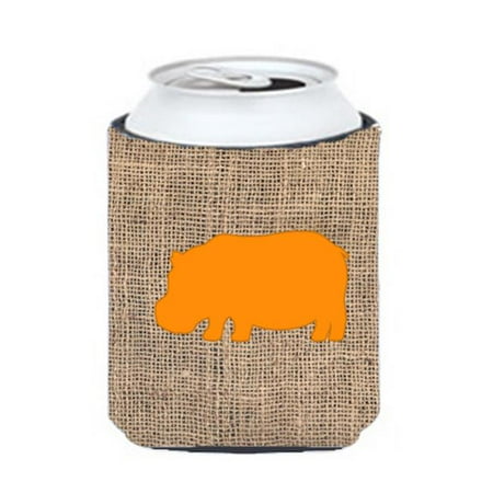 

Hippopotamus Burlap and Orange Can or Bottle Hugger