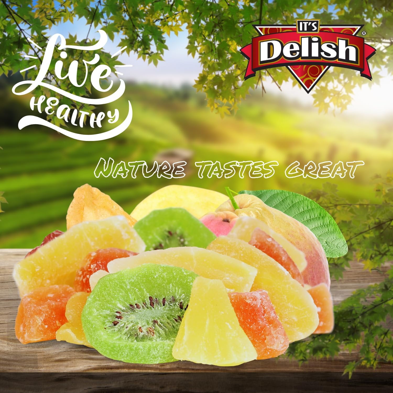 Tropical Dried Mixed Fruit Chunks - by Its Delish, 40 OZ Jumbo Container  Healthy Snacks for Adults, Kids  Fresh Snack Mix Dry Fruit  Pineapple Mango Papaya Kiwi Slices  Gluten Free, Vegan, Kosher