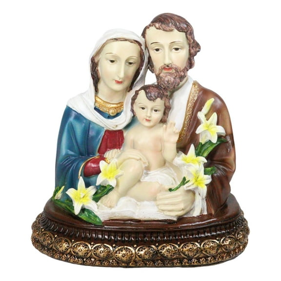 Holy Family Mother Mary Joseph And Jesus On Vatican Plinth Altar Figurine