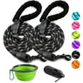 thumbnail image 1 of 2 Pack Dog Leash-Collapsible Pet Bowl-Poop Bag Holders,Long Heavy Duty Dog Training Leashes for Small Medium Large Breed Dogs,5 FT Comfortable Padded Handle Reflective Chew Proof Rope Dog Leash, 1 of 6
