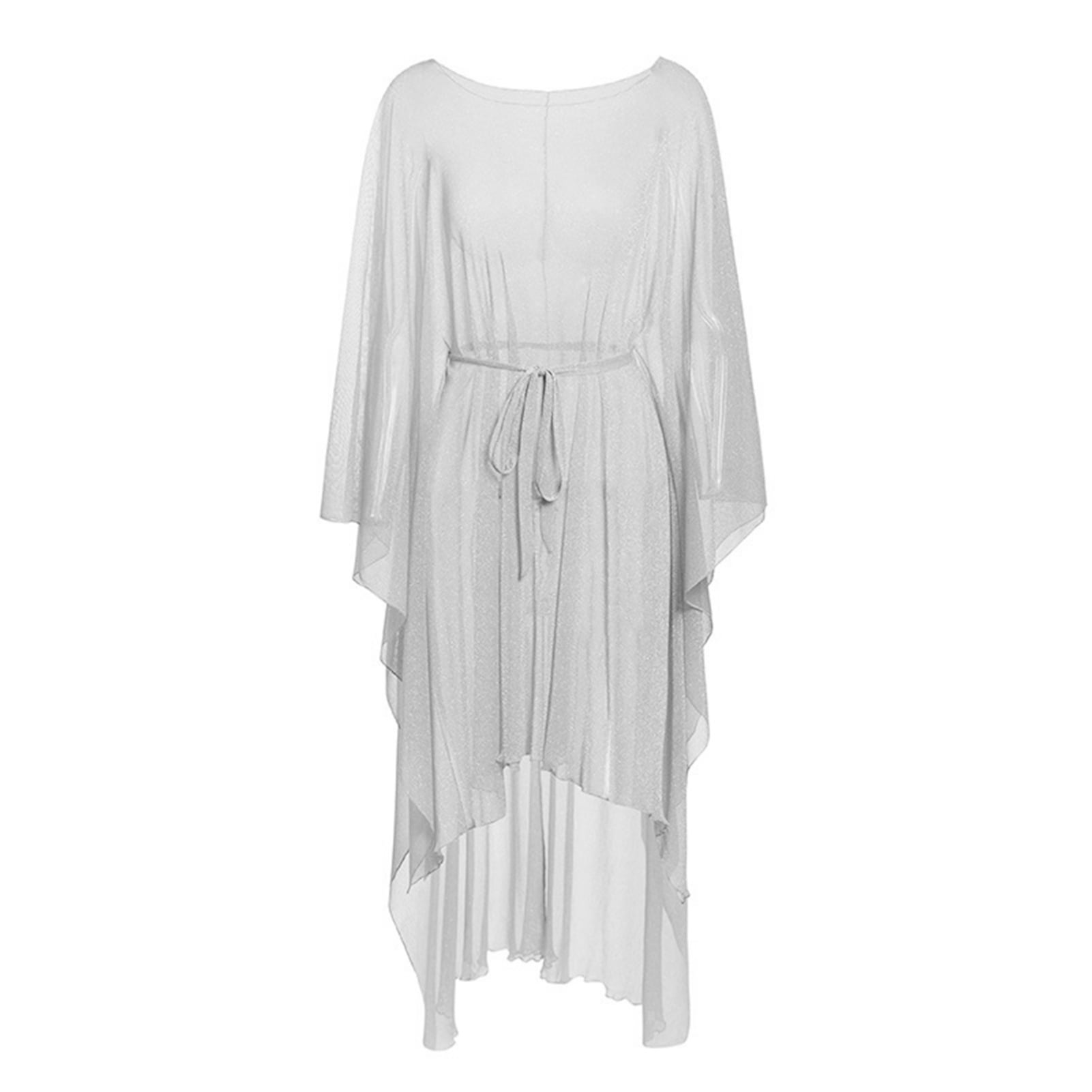 Opolski Women Swimsuit Cardigan Solid Color Anti Sun Glistening Long Sleeve Bikini Cover Up for