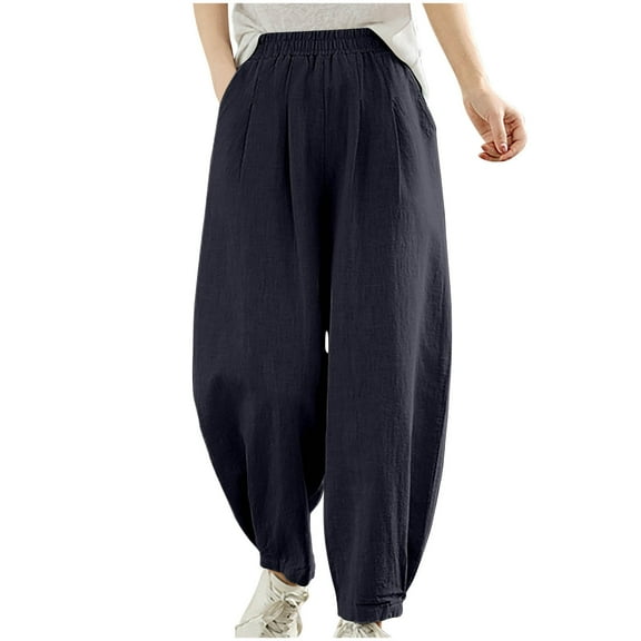 Sexlip Women's Baggy Corduroy Harem Pants, Vintage Elastic High Waist Loose Comfy Pull On Trousers with Pockets Black XXL