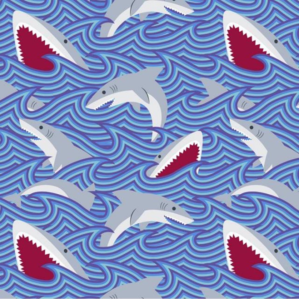 Sharks Allover Fleece Fabric Style 3494 Free Shipping