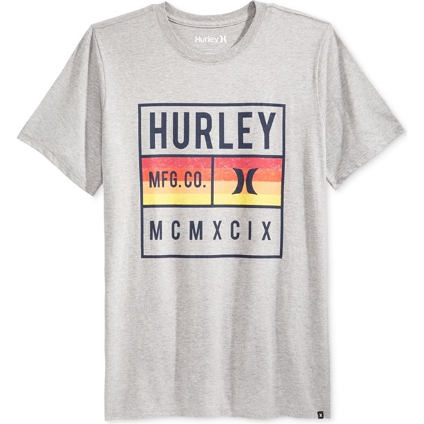 Camiseta Hurley Boardered Graphic para hombre, gris, talla mediana Hurley Camiseta gráfica