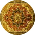 thumbnail image 1 of Ahgly Company Machine Washable Indoor Round Oriental Yellow Industrial Area Rugs, 7' Round, 1 of 4