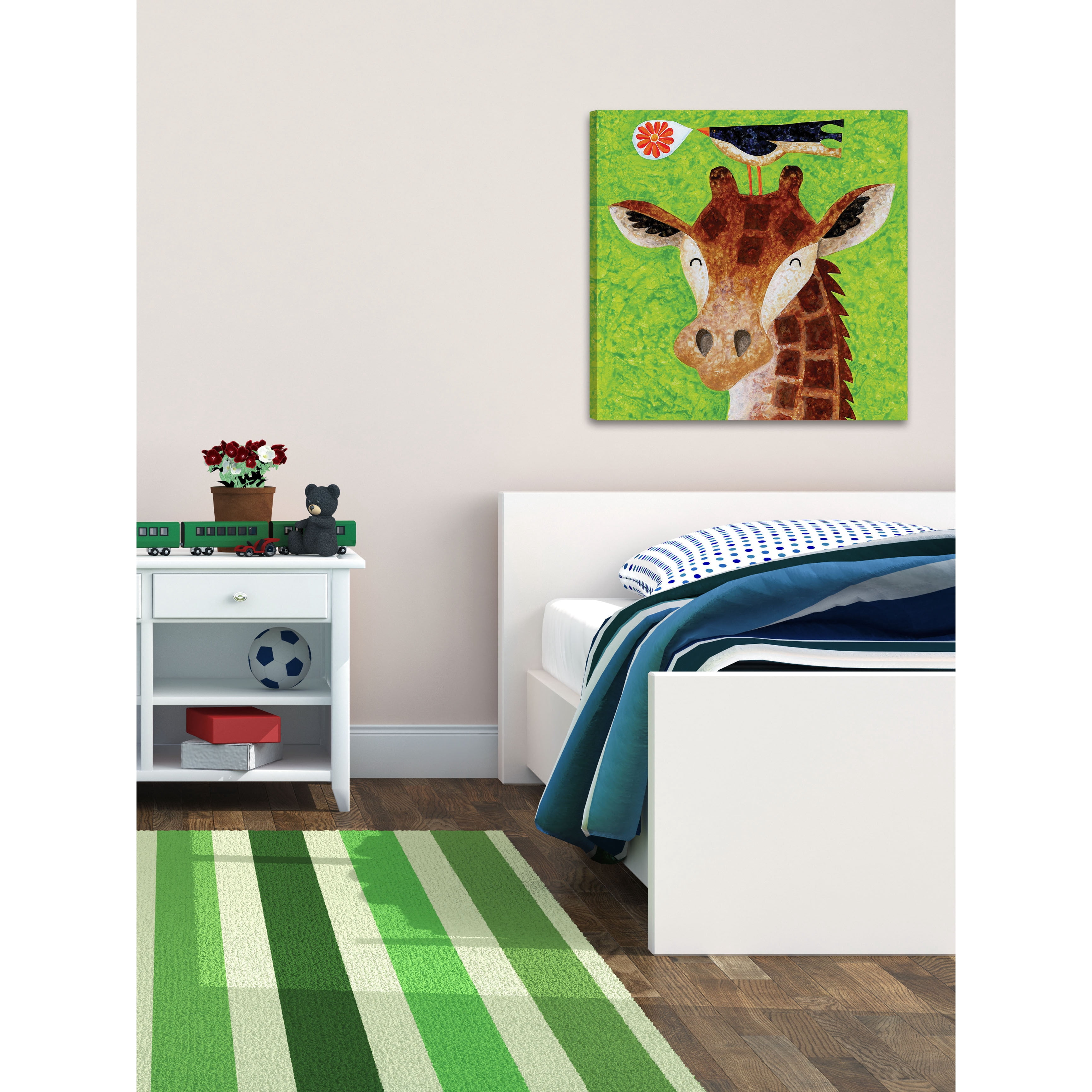 Marmont Hill - "Giraffe Blossom Ballad" by Janet Nelson Painting Print on Wrapped Canvas