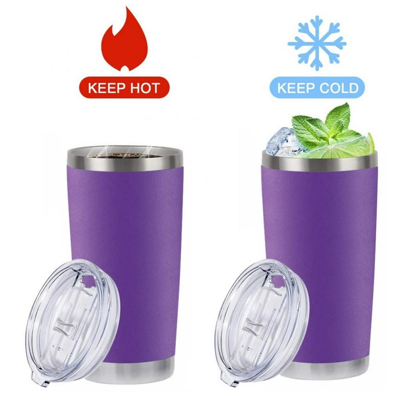 20 oz Stainless Steel Tumbler Double Wall Vacuum Insulated Coffee Cup Travel  Mug with Straws No Handle (Purple) 