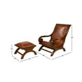 thumbnail image 5 of DecMode Leather Handmade Upholstered Chair & Ottoman Set with Scrolled Wood Arms, Brown, 5 of 18