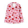 thumbnail image 3 of miqiqism 2 Pcs Womens Pajamas Valentines Soft Sets Long Sleeve Button Down Tshirts Haigh Waisted Trousers Cute Heart Basic Tees Tops Lady Sleepwear Loungewear,03_Multicolor,X-Large, 3 of 5