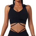 thumbnail image 2 of Mujeres deportes sujetador túnica solapa yoga sujetador belleza espalda a prueba de golpes fitness entrenamiento sujetador negro M, 2 of 8