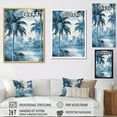 thumbnail image 4 of Designart "Shadowy Vintage Blue Palm Trees I" Palms & Palm Trees Floater Framed Canvas Art Print, 4 of 5