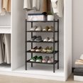 thumbnail image 2 of 5 Tier Bamboo Shoe Rack,Narrow Shoe Shelf for Closet,12 Pairs Shoe Storage Organizer for Entryway,Black, 2 of 9