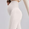 thumbnail image 6 of MASRIN Maternity Flared Leggings Over The Belly Yoga Bootcut Stretchy Pregnancy Pants Soft Comfy Trousers Loungewear Beige L, 6 of 8