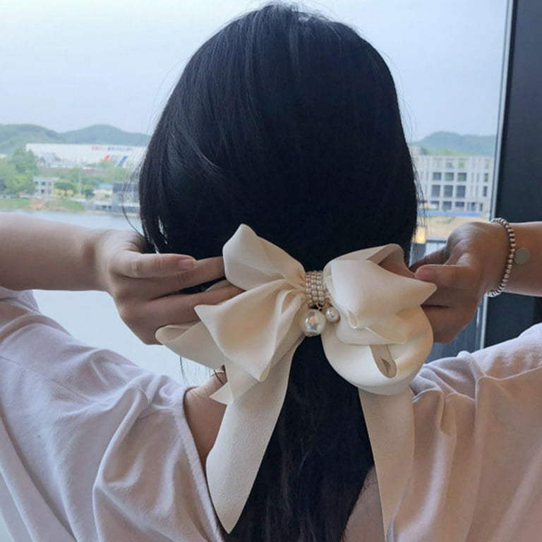 Stylish Bow with Big Ribbon Hair Clip for Women & girls color BLACK