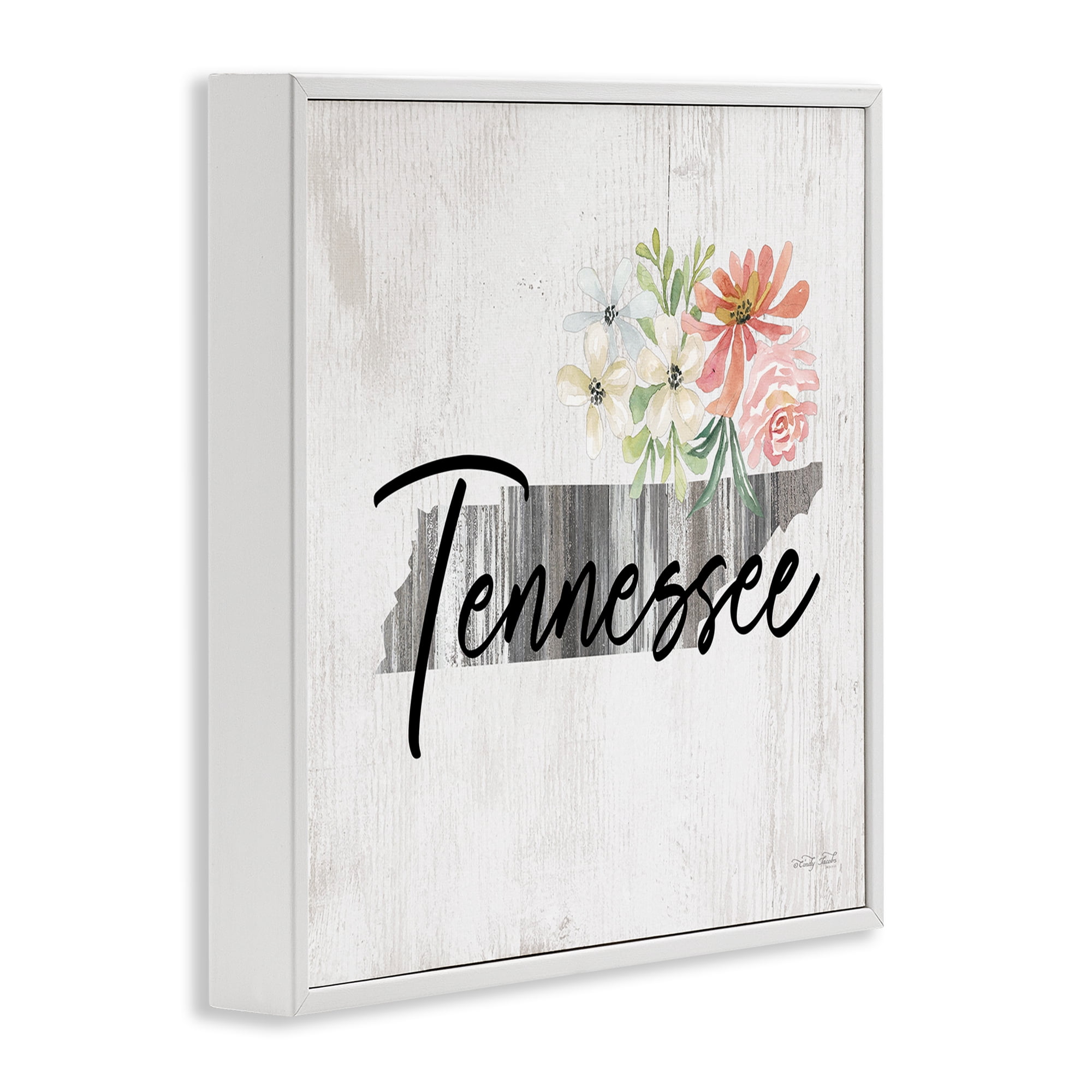 Stupell Industries Shabby Chic Tennessee Botanical & Floral Painting White Framed Art Print Wall Art, 24 x 24
