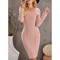 thumbnail image 3 of Asyoly Women Cable Knit Pullover Sweater Dress Crewneck Pencil Midi Bodycon Sweaters Dress, 3 of 8
